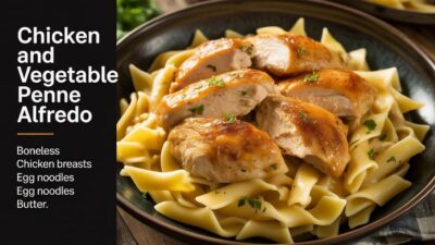 Chicken and Vegetable Penne Alfredo